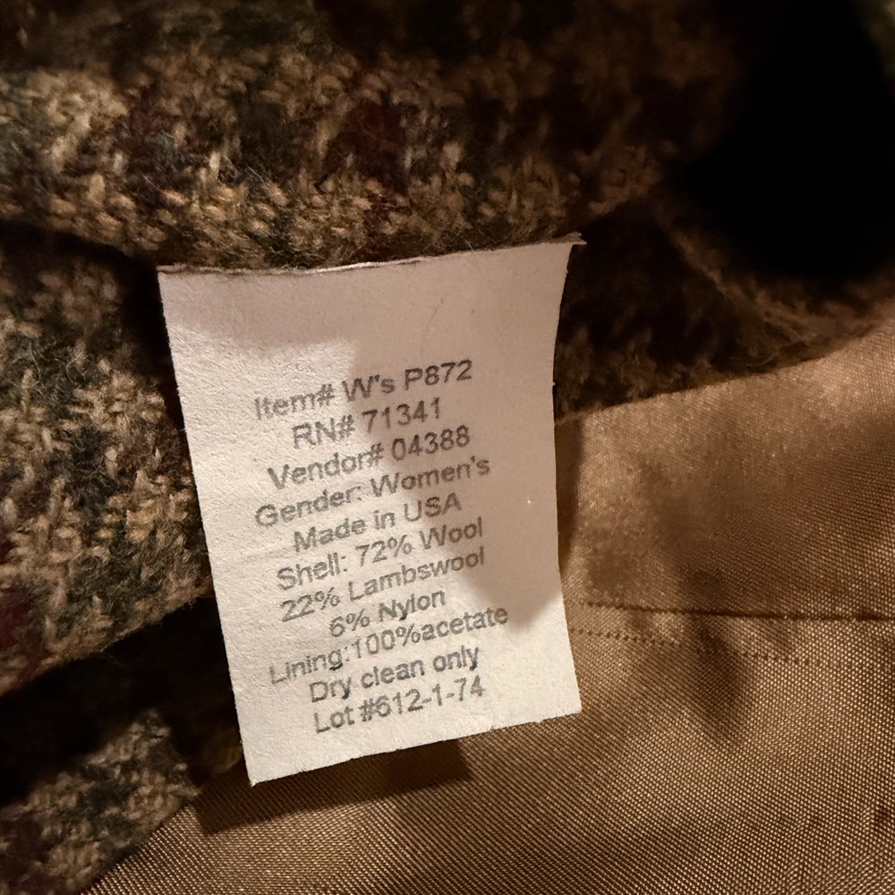 L.L. Bean Wool Blazer Jacket Womens 8 Houndstooth Plaid Vintage USA Tweed Coat - Picture 4 of 10
